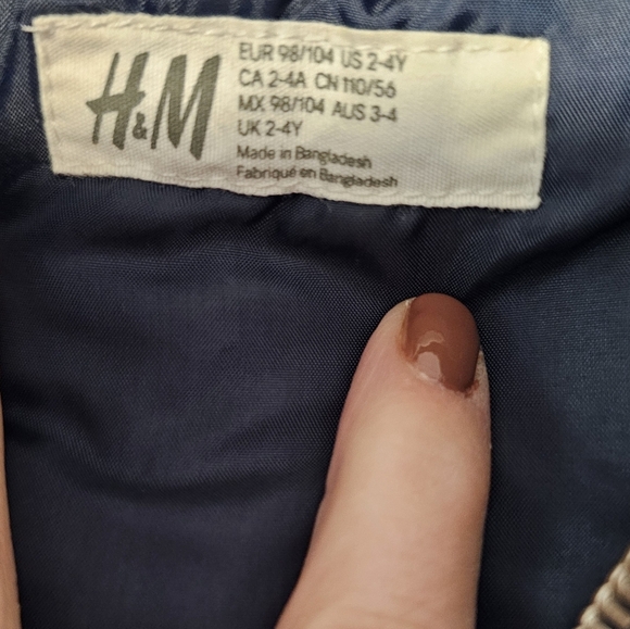 H&M Navy Jacket and Grey Removable Hood Boys Size 2-4 Years - Picture 8 of 11